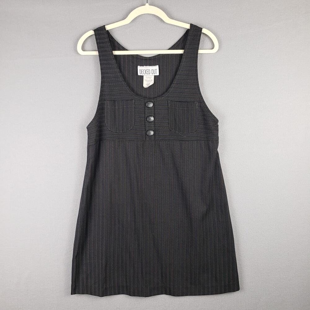 Y2K Decked Out Size 7/8 Jumper Dress Black Brown Stripe Academia Clueless School